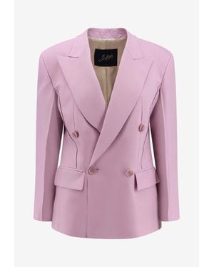 The Seafarer Carmen Double-Breasted Silk-Blend Blazer - Pink