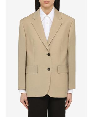Prada Single-Breasted Wool And Mohair Blazer - Natural