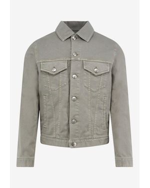 Brunello Cucinelli Pointed-Collar Denim Jacket - Gray