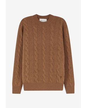 Ami Paris Ami De Coeur Cable Knit Sweater - Brown