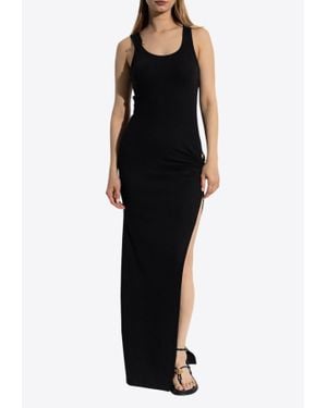 Versace Safety Pin Asymmetrical Maxi Dress - Black