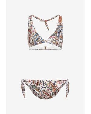 Etro Paisley Print Halterneck Bikini - White