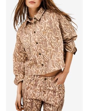 Ba&sh Tullia Paisley Print Denim Jacket - Natural