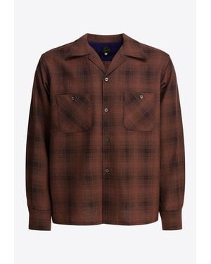 Needles Checked Wool Long-Sleeved Shirt - Brown