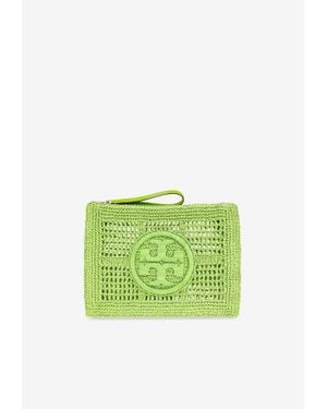 Tory Burch Ella Crochet Knit Pouch Bag - Green