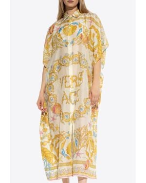 Versace Underwater Barocco Print Cover-Up Dress - Metallic