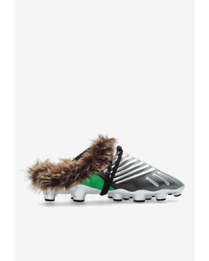Balmain Half Time Faux Fur Sneaker Mules - Metallic