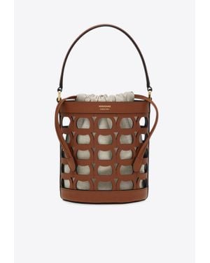 Ferragamo Xs Gancini Cut-Outs Bucket Bag - Brown