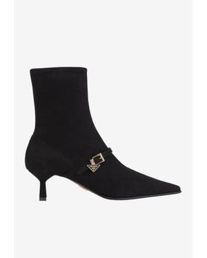 Prada 50 Suede Ankle Boots - Black