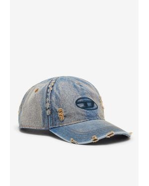 DIESEL Distressed Denim Baseball Cap - Blue