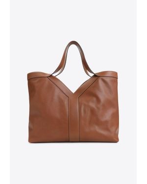Saint Laurent Large Y Calf Leather Tote Bag - Brown
