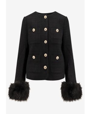 Self-Portrait Single-Breasted Buttoned Jacket - Black