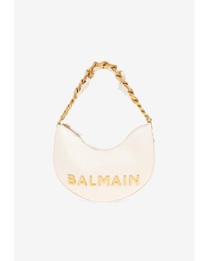Balmain 1945 Soft Moon Calfskin Shoulder Bag - White