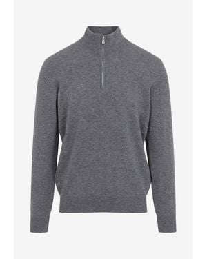 Brunello Cucinelli Half-Zip Cashmere Sweater - Gray