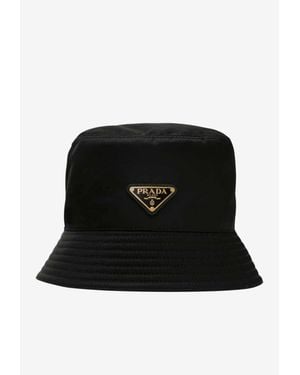 Prada Triangle Logo Bucket Hat - Black