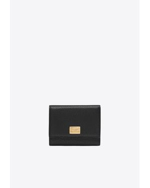 Dolce & Gabbana Logo Plaque Dauphine Leather Wallet - White
