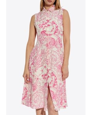 Versace Underwater Barocco Midi Shirt Dress - Pink