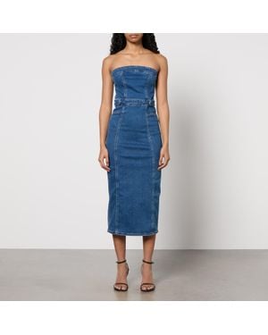 GOOD AMERICAN Stretch-Denim Midi Dress - Blue