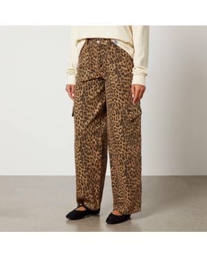 Damson Madder Dion Leopard-Print Cargo Wide-Leg Jeans - Natural