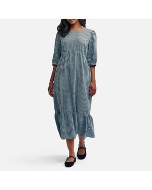 Nobody's Child Rachel Gingham Cotton-Seersucker Midi Dress - Blue
