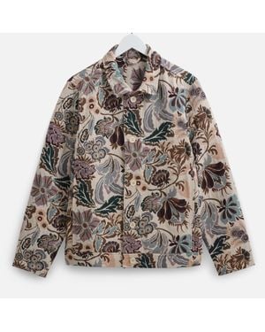 Wax London Iggy Botanical Jacquard Cotton-Blend Jacket - Grey