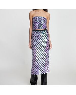 Stella Nova Sequinned Mesh Top - Purple
