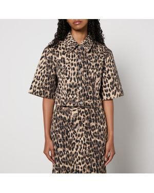 Baum und Pferdgarten Majsa Leopard-Print Denim Jacket - Black