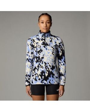 The North Face 100 Glacier Printed 1/4 Zip Fleece - Blue