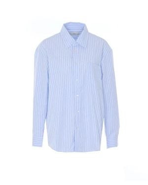 DUNST Camicia A Righe Azzurro Cielo Con Chiusura Frontale A Bottoni - Blu