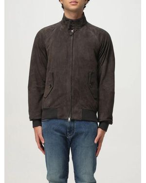 Baracuta Giacca Marrone Scuro Con Zip Frontale - Grigio