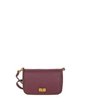 VISONA Borsa A Tracolla Bordeaux Con Patta - Viola