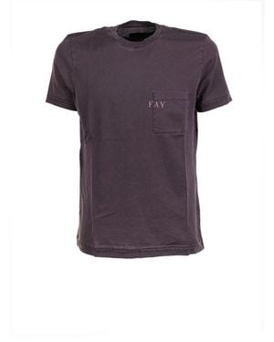 Fay T-Shirt Marrone Scuro Con Taschino - Viola