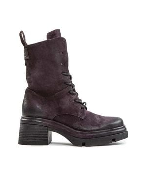 A.s.98 Anfibi Mezzo Tacco Easy Pelle Viola - Marrone