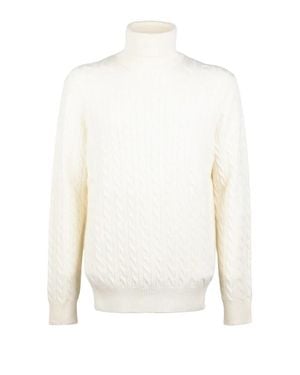 Malo Maglia Collo Alto Con Trecce - Bianco