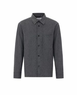 NN07 Camicia Grigia A Righe Sottili - Grigio