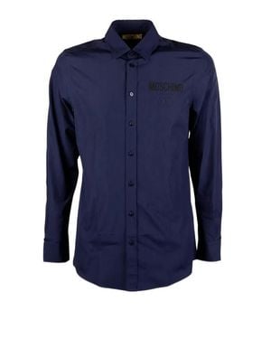 Moschino Camicia Popeline Di Cotone - Blu