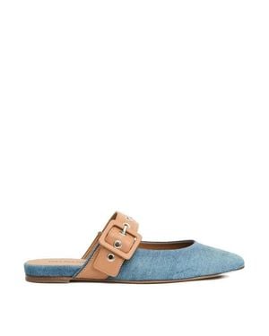 Halmanera Sabot Tessuto Jeans E Cuoio - Blu