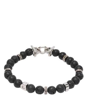 Ferragamo Bracciale Nero Con Perline - Marrone