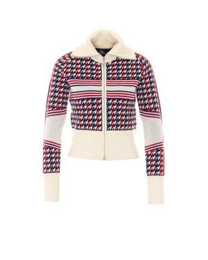 Perfect Moment Maglione Multicolore Con Cappuccio E Zip Frontale - Rosso