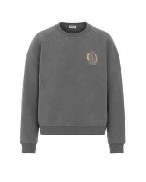 Brunello Cucinelli Felpa Grigia Con Logo - Grigio