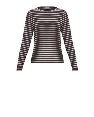 Marella Maglia Marrone + Riga - Nero