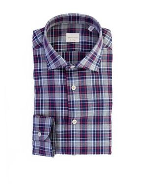 BRANCACCIO Camicia A Quadri Blu E Rossa