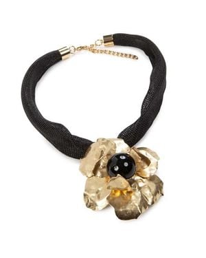 Malloni Collana Con Fiore Nero E Oro - Metallizzato