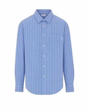 Saint Laurent Camicia Cassandre A Righe Azzurre E Bianche - Blu