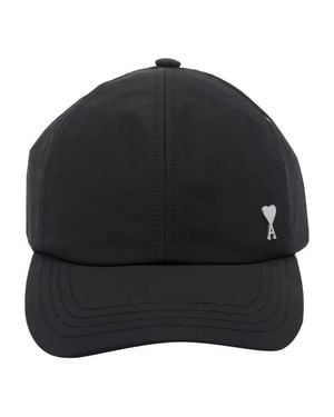 Ami Paris Ami De Coeur Stud Cap Nylon And Cotton Canvas - Nero
