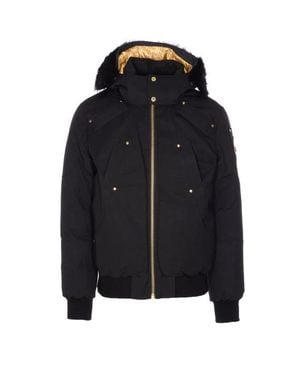Moose Knuckles Giacca Bomber Nera Con Cappuccio - Nero