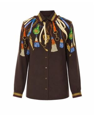 Etro Camicia Marrone Con Stampa Grafica - Nero