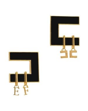 Elisabetta Franchi Orecchini Pendenti Logo Ef - Nero