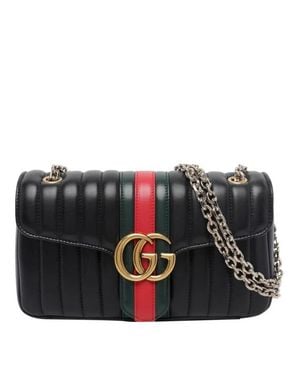 Gucci Borsa A Tracolla Nera Con Doppia G - Nero
