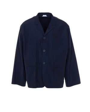 Thom Browne Giacca Blu Con Rever E Tasche Con Patta